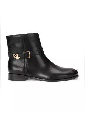 Lauren Ralph Lauren Black Brooke Leather Ankle Boot Sz 6.5 BNWB